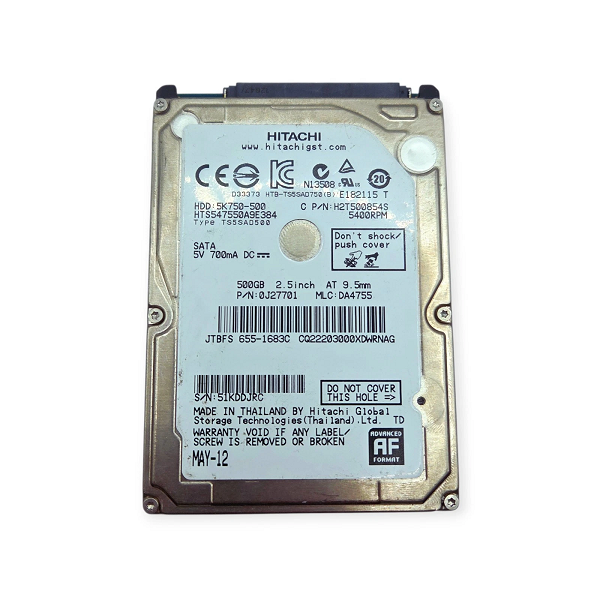 هارد اینترنال لپ‌تاپی هیتاچی مدل 2.5 اینچی HITACHI HDD ظرفیت 500 گیگابایت استوک وارداتی اصل